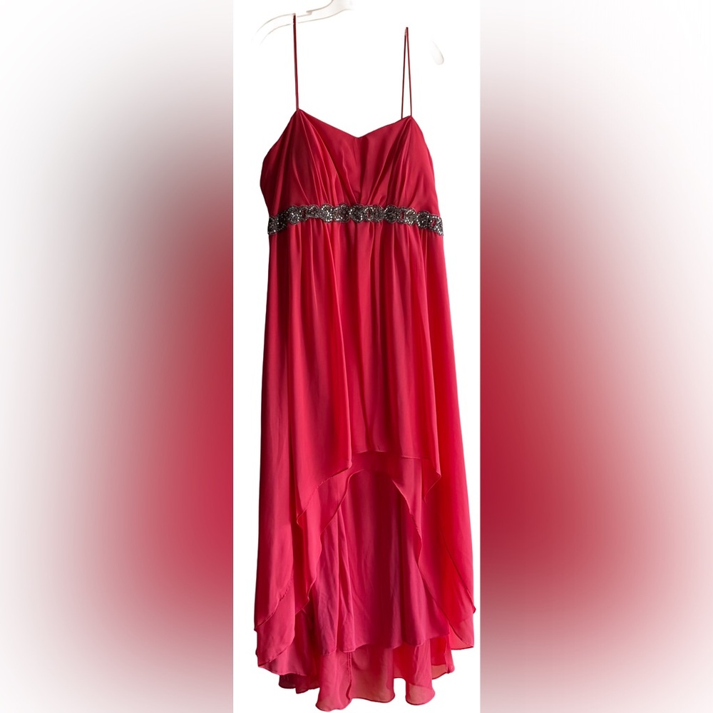 Fiesta Vibrant Orangish Pink Women’s 3XL High-Low Dress party wedding prom